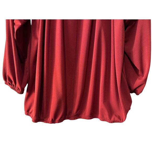 Lane Bryant Peasant Top Rust Red Lace Size 22/24 Long Sleeve Stretchy - Picture 10 of 12